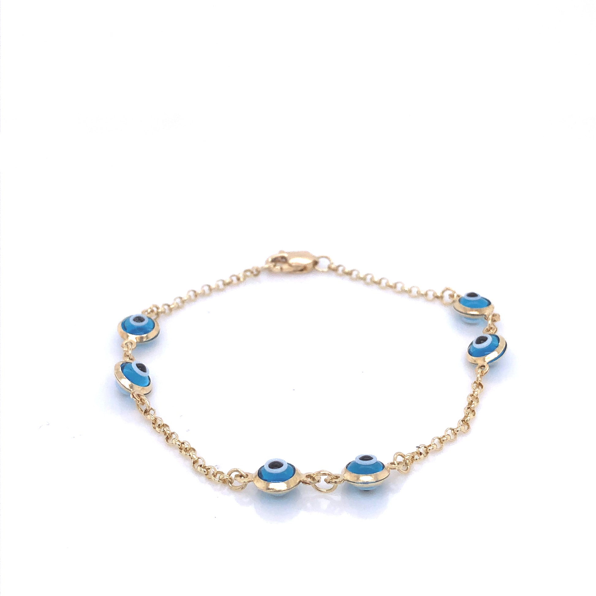 14K Light Blue Evil Eye Gold Bracelet | Luby Gold Collection | Luby 