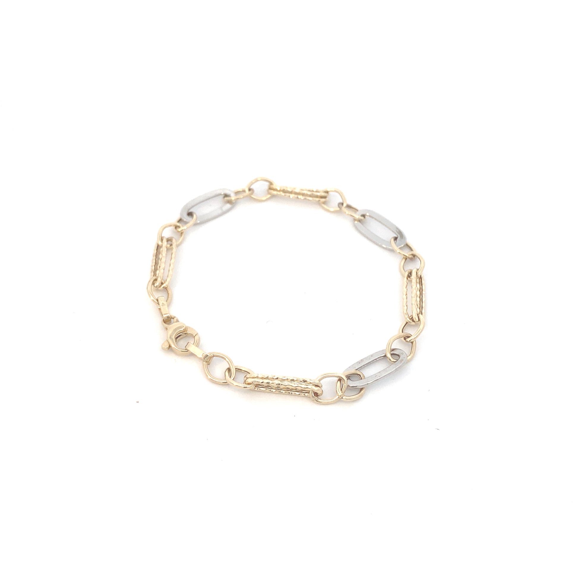 14K Gold 2-Tone Oval Links Bracelet | Luby Gold Collection | Luby 