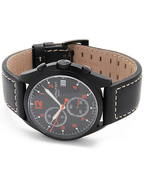 Khaki Chronograph Quartz Pilot Pioneer (Black/Orange) | Hamilton | Luby 