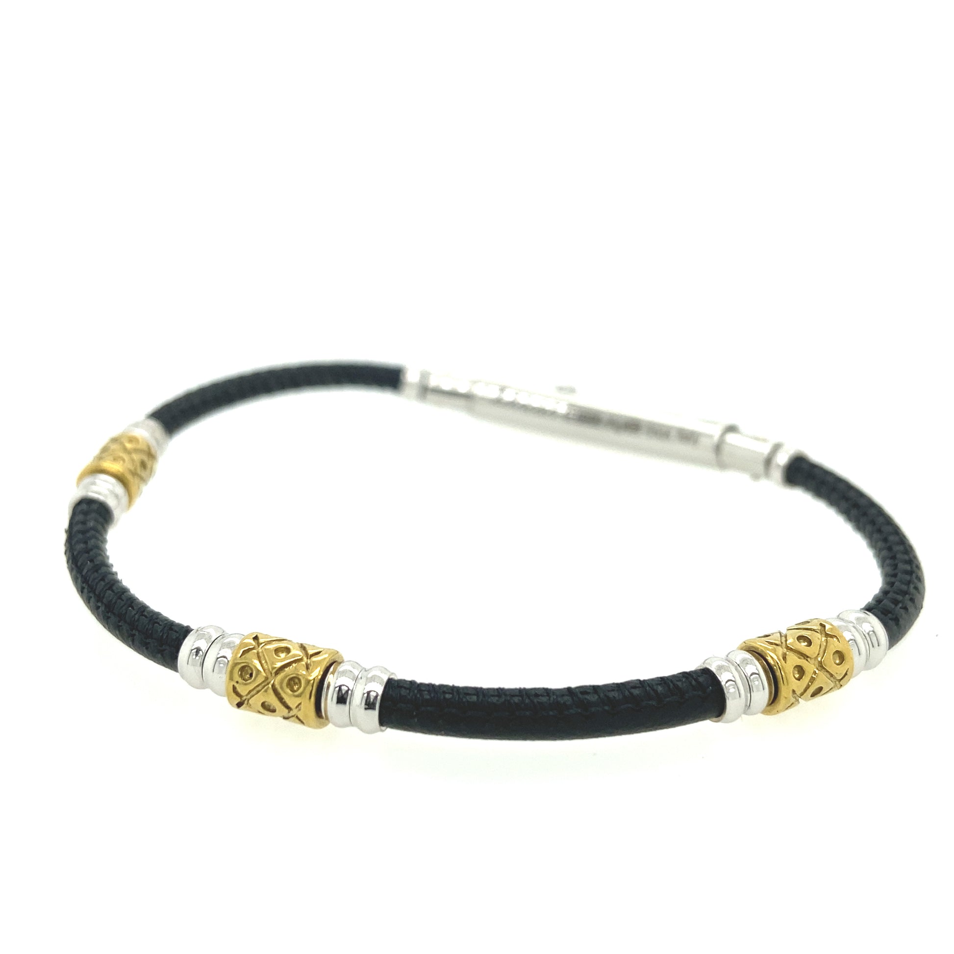 Leather with Gold and Silver Charms Bracelet | Zancan | Luby 