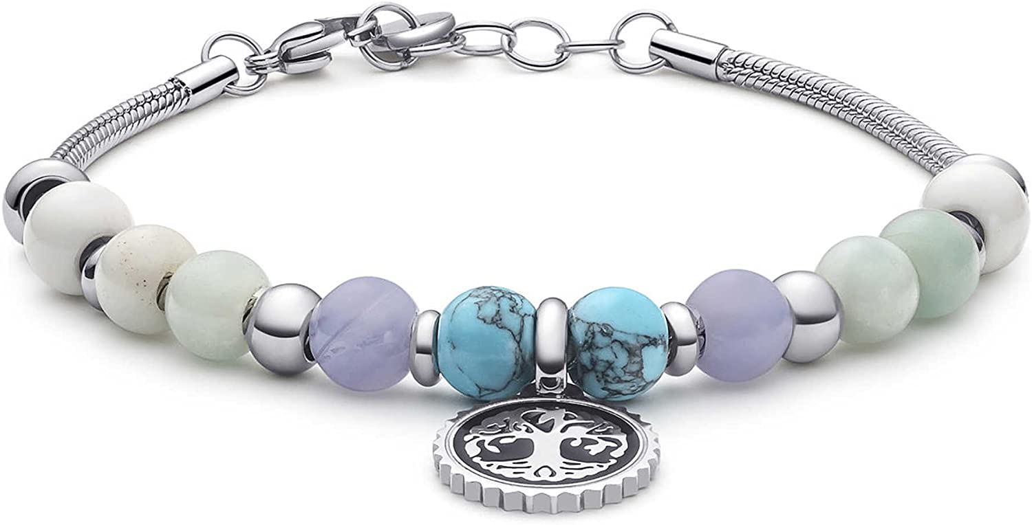 Très Jolie Tree of Life Mini Bracelet with Howlite, Amazzonite, Agate and Turquoise Stones | Brosway Italia | Luby 