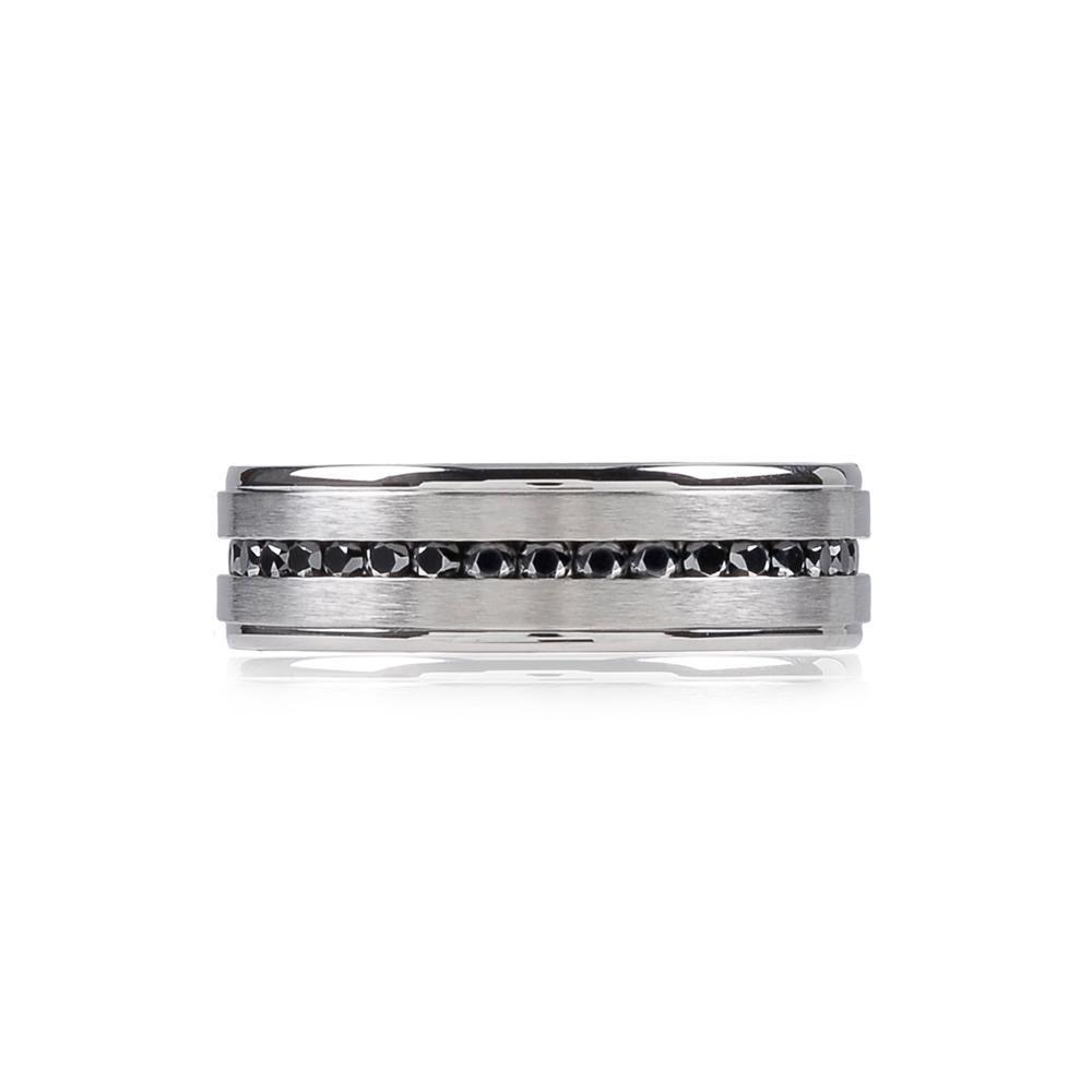 Stainless-Steel Matte Black Stones Wedding Band Ring | ARZ Steel | Luby 
