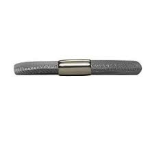 Brazalete de cuero gris de una sola vuelta (plata/gris)