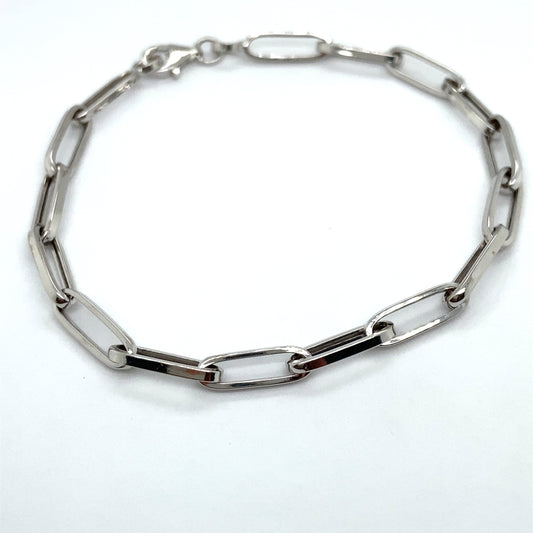 14K White Gold Paper Clip Bracelet 4.4mm | Luby Gold Collection | Luby 