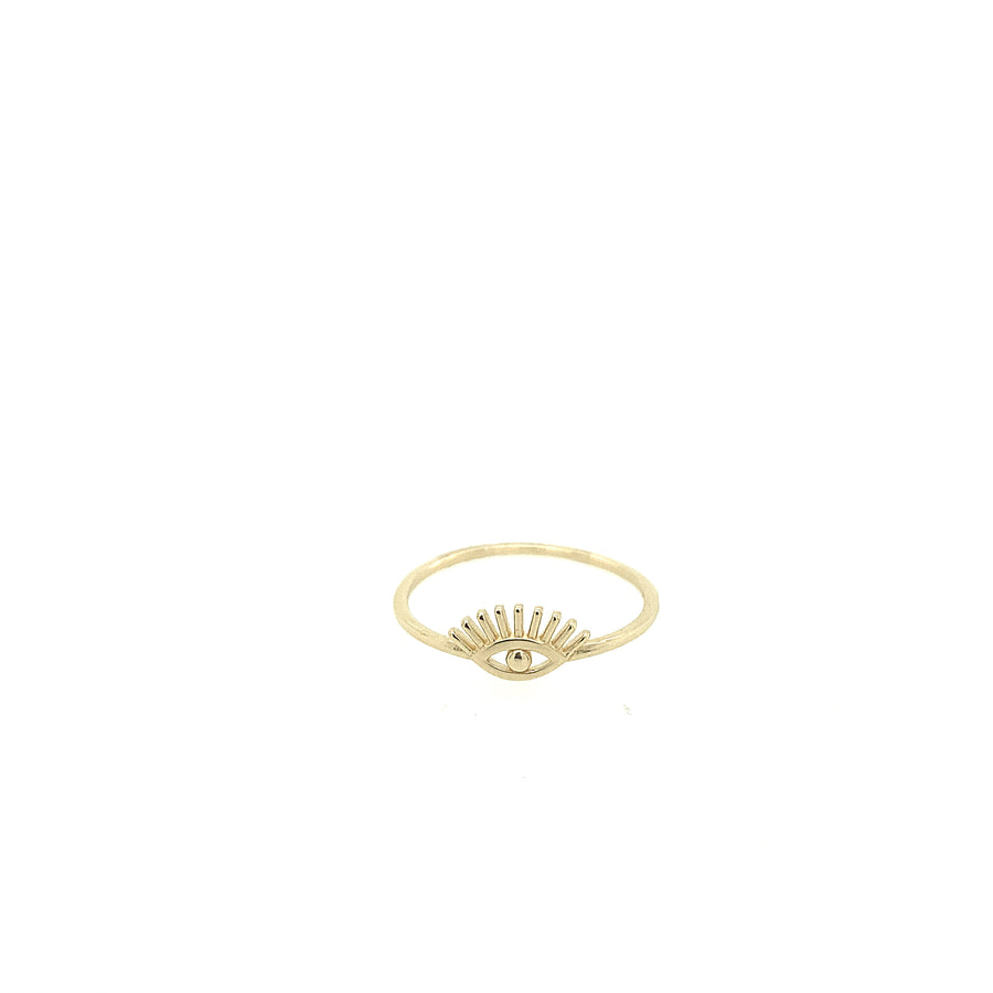 Anillo de silueta de mal de ojo de 14K