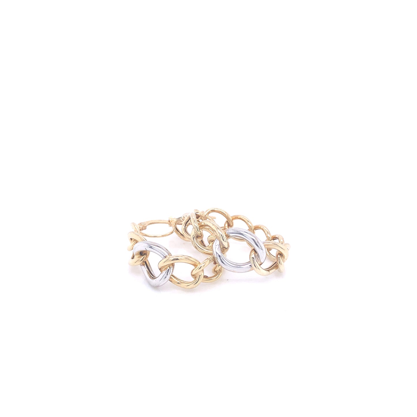 14K Two-Tone Link Gold Hoops | Luby Gold Collection | Luby 