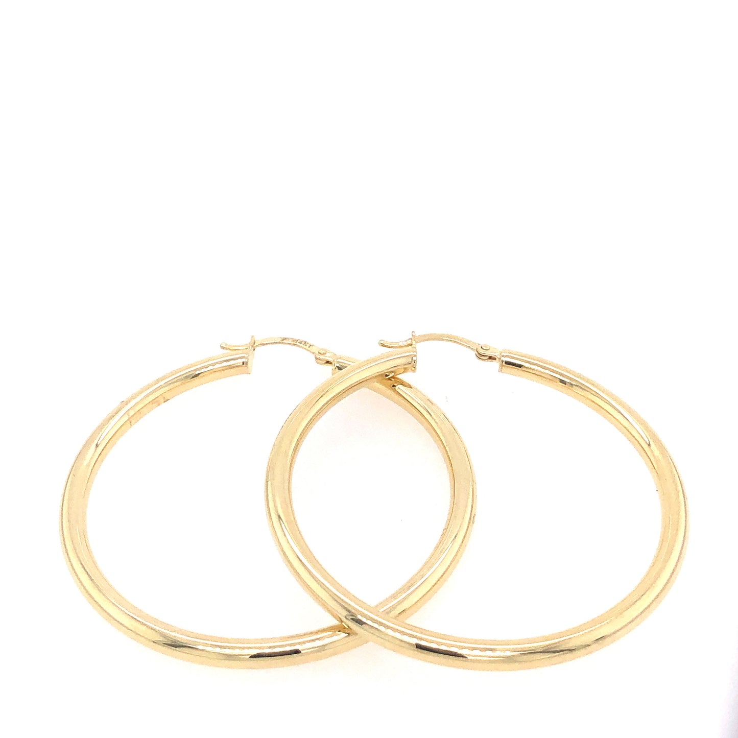 14K LARGE HOOPS PLAIN EARRINGS | Luby Gold Collection | Luby 