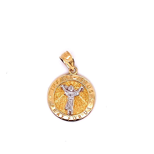 Pray For Us Infant Jesus Medal 14K Gold Pendant | Luby Gold Collection | Luby 