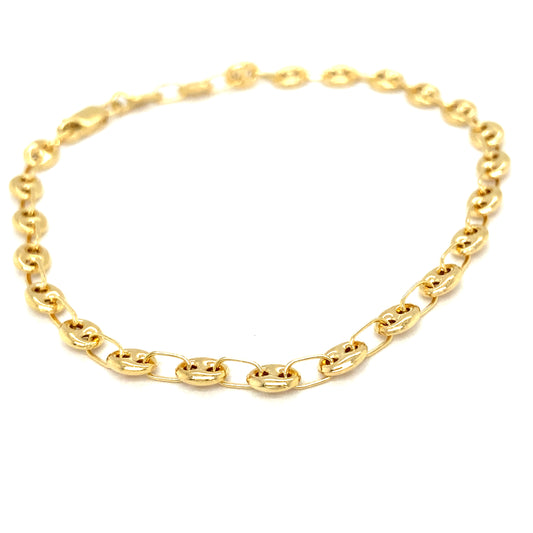 14k Gold Puff Link Bracc 4mm | Luby Gold Collection | Luby 