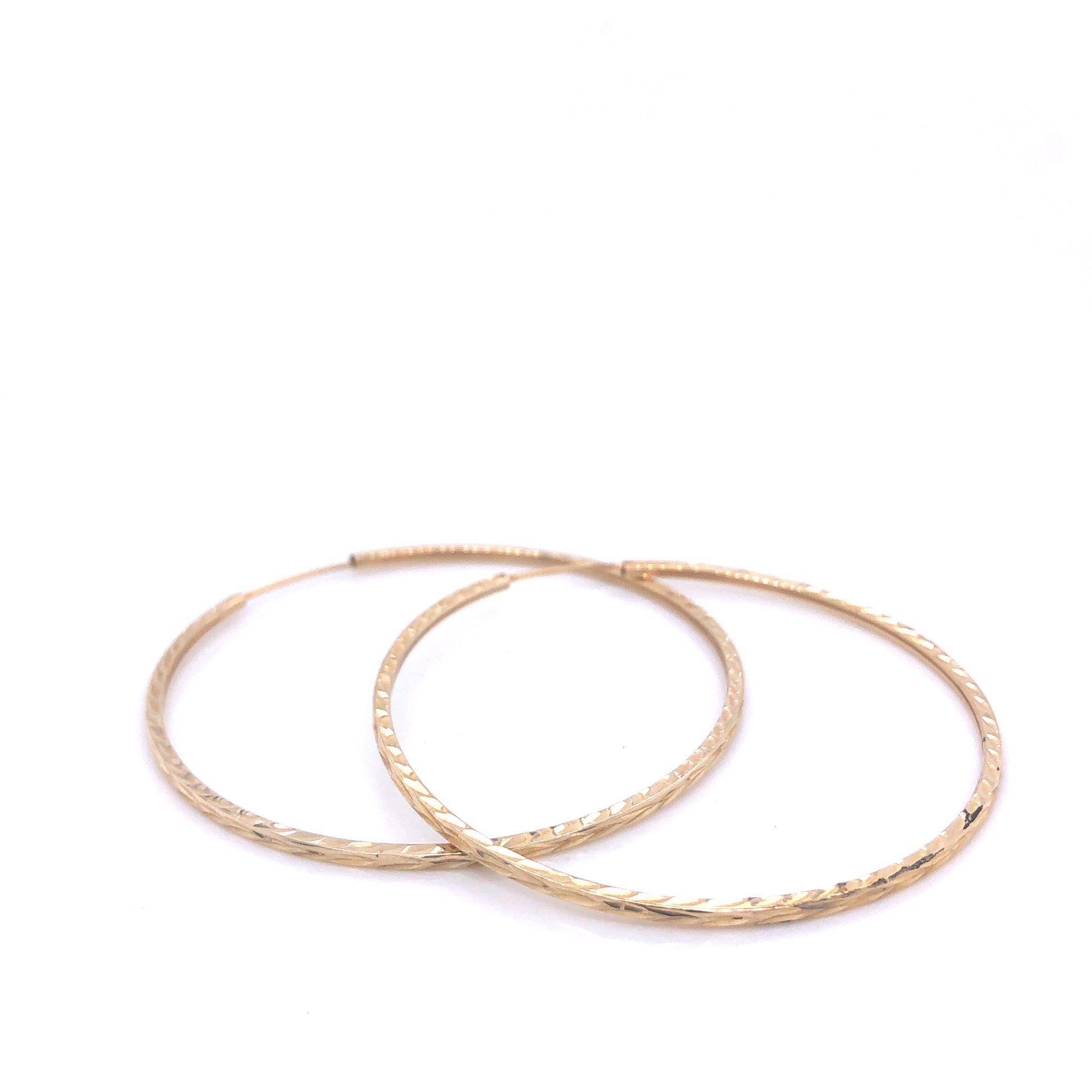 14K Medium Diamond Cut Gold Hoops | Luby Gold Collection | Luby 