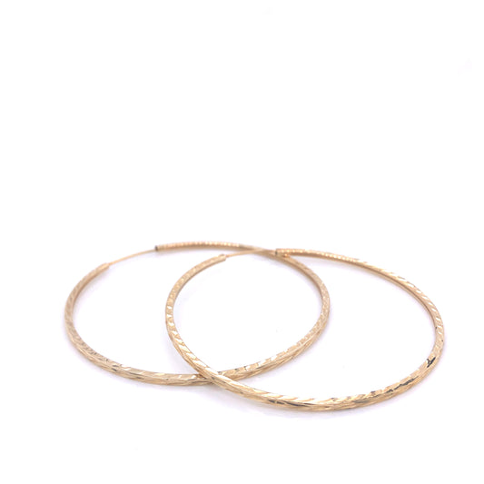 14K Medium Diamond Cut Gold Hoops | Luby Gold Collection | Luby 