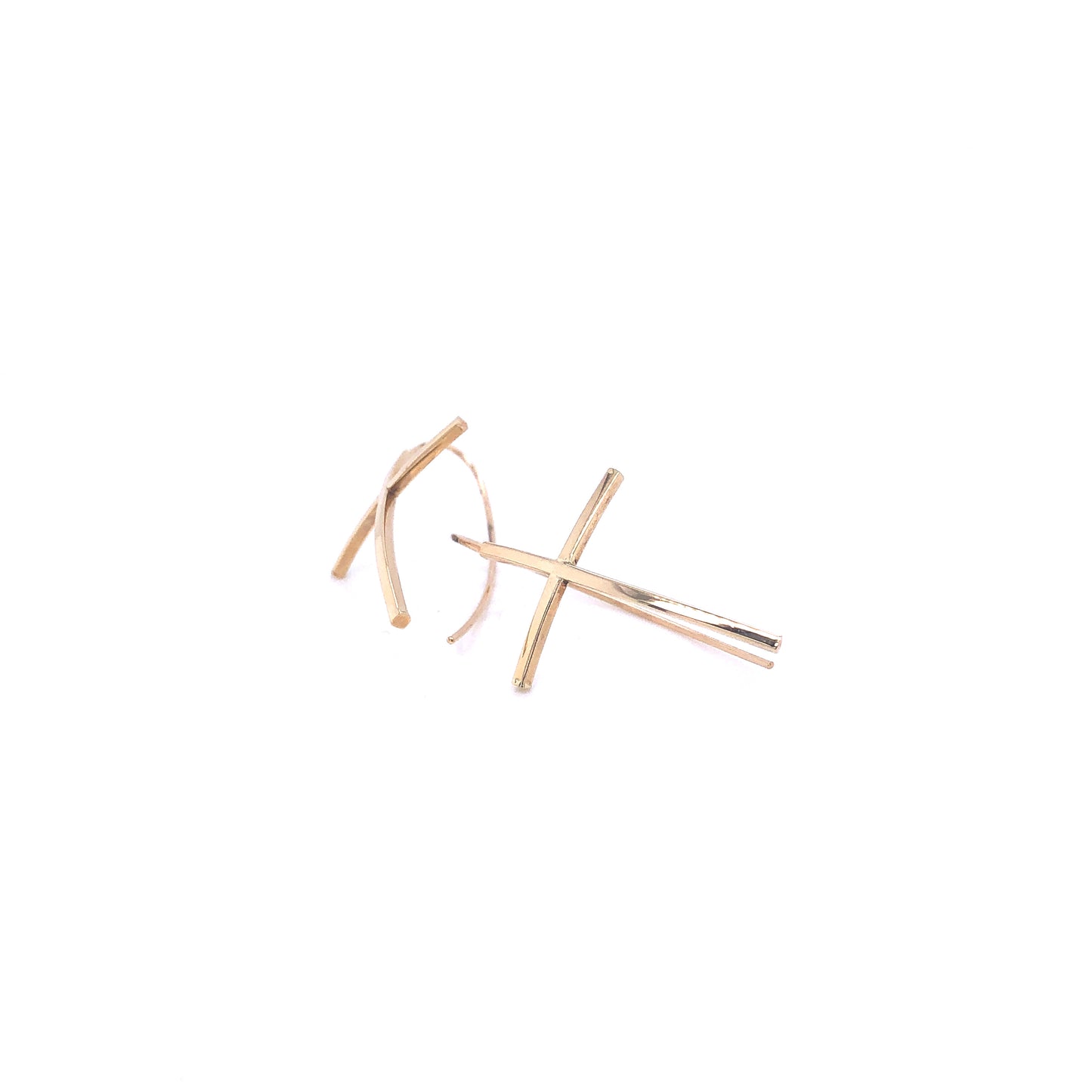 14K Cross Oval Gold Hoop Earrings | Luby Gold Collection | Luby 