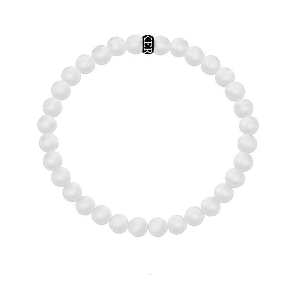 Pulsera con colgante de piedras de ágata blanca mate