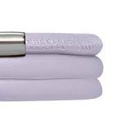 Brazalete de cuero con tres vueltas color lavanda (plata/lavanda)