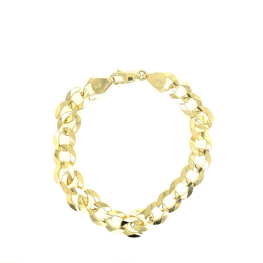 Brazalete cubano macizo de oro de 14 quilates