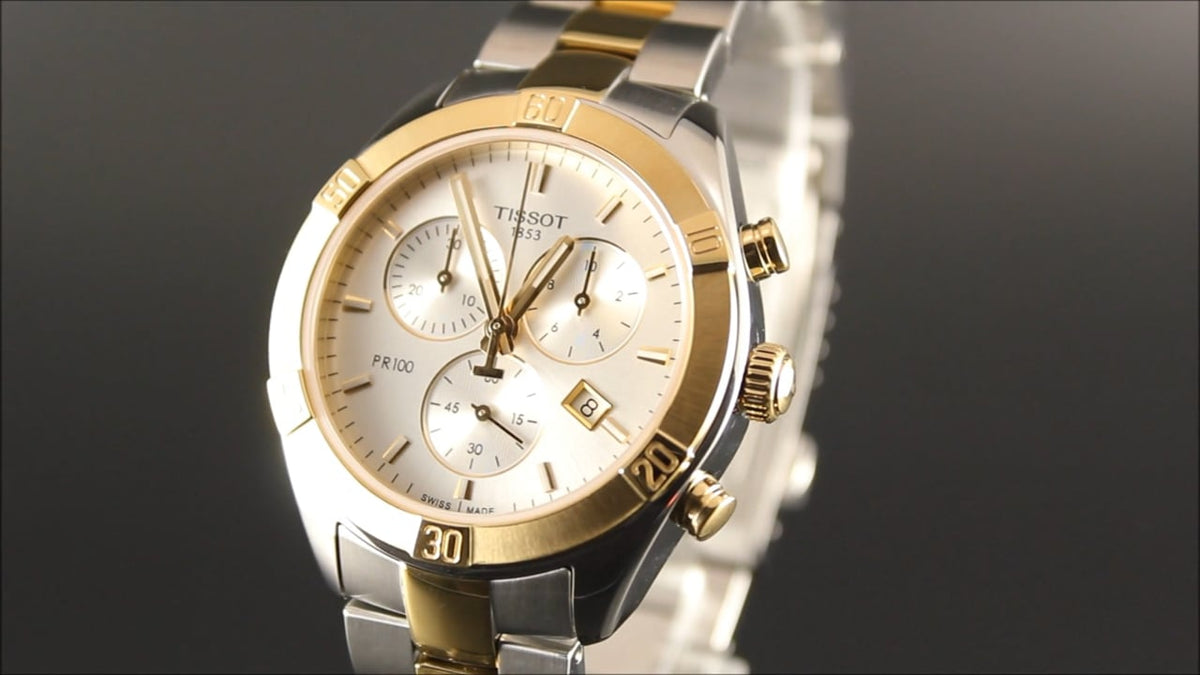 PR 100 Sport Chic Chronograph (Silver-Gold) | Tissot | Luby 