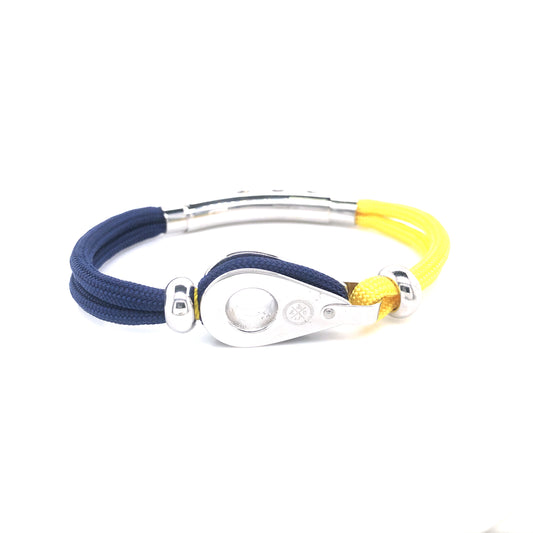 Blue and Yellow Double Cord with Silver Pulley and Beads Bracelet (Blue/Yellow) | SEAKNOTS | Luby 
