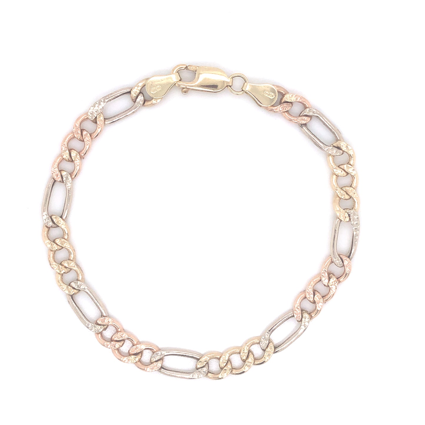 14K Figaro Link Tri-Color Gold Bracelet | Luby Gold Collection | Luby 