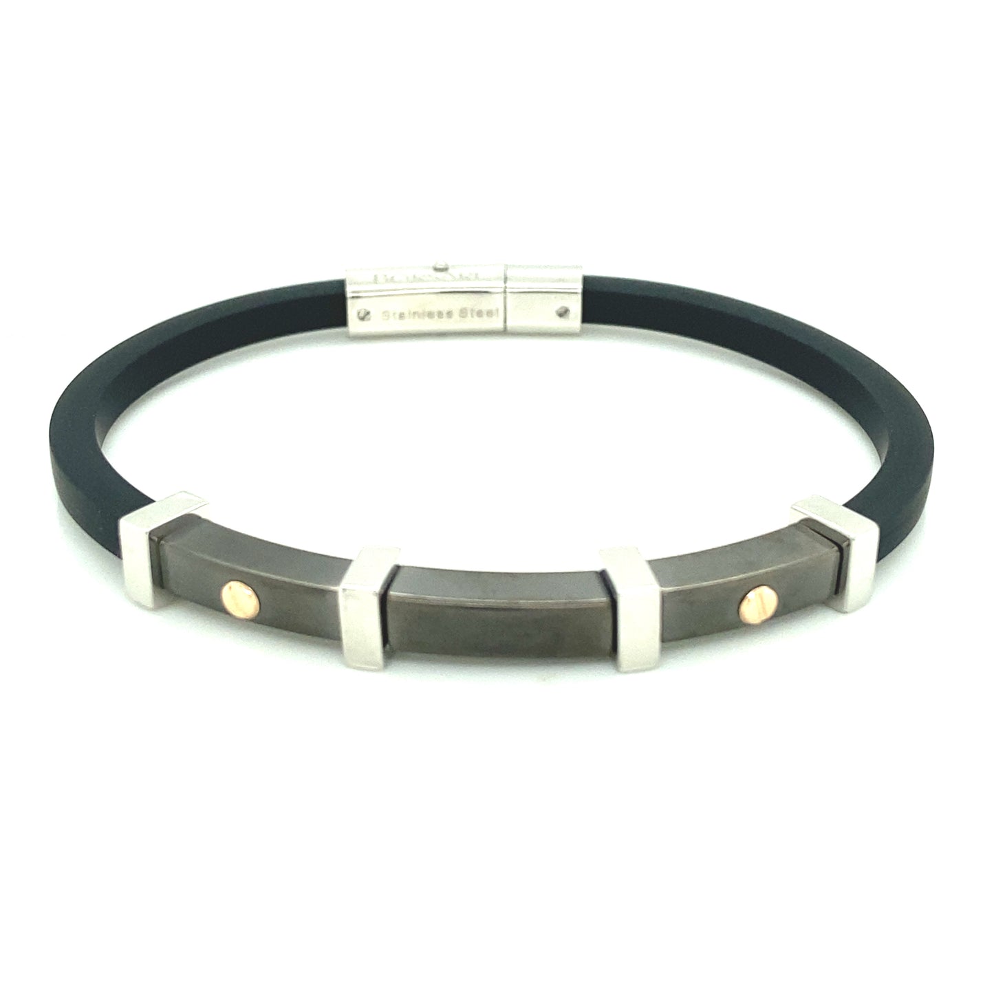 Rubber and Gunmetal Bracelet | BORSARI | Luby 