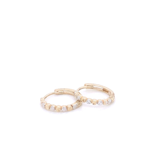 Two-Tone Beaded 14k Gold Huggies | Luby Gold Collection | Luby 