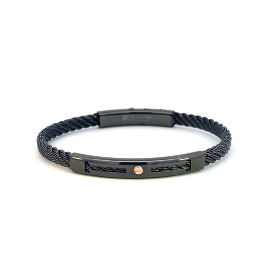 Gunmetal Steel Bangle/18k Rose Gold Screw Element | BORSARI | Luby 