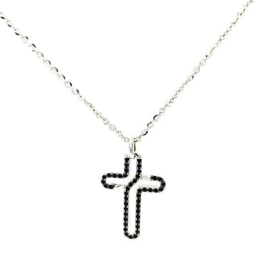Necklace Silver with Cross and Onix | Zancan | Luby 