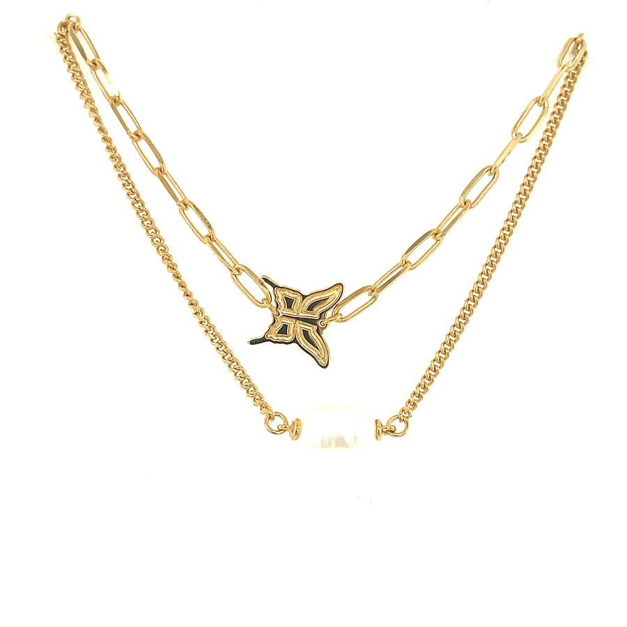 Collar Mariposa con Perlas
