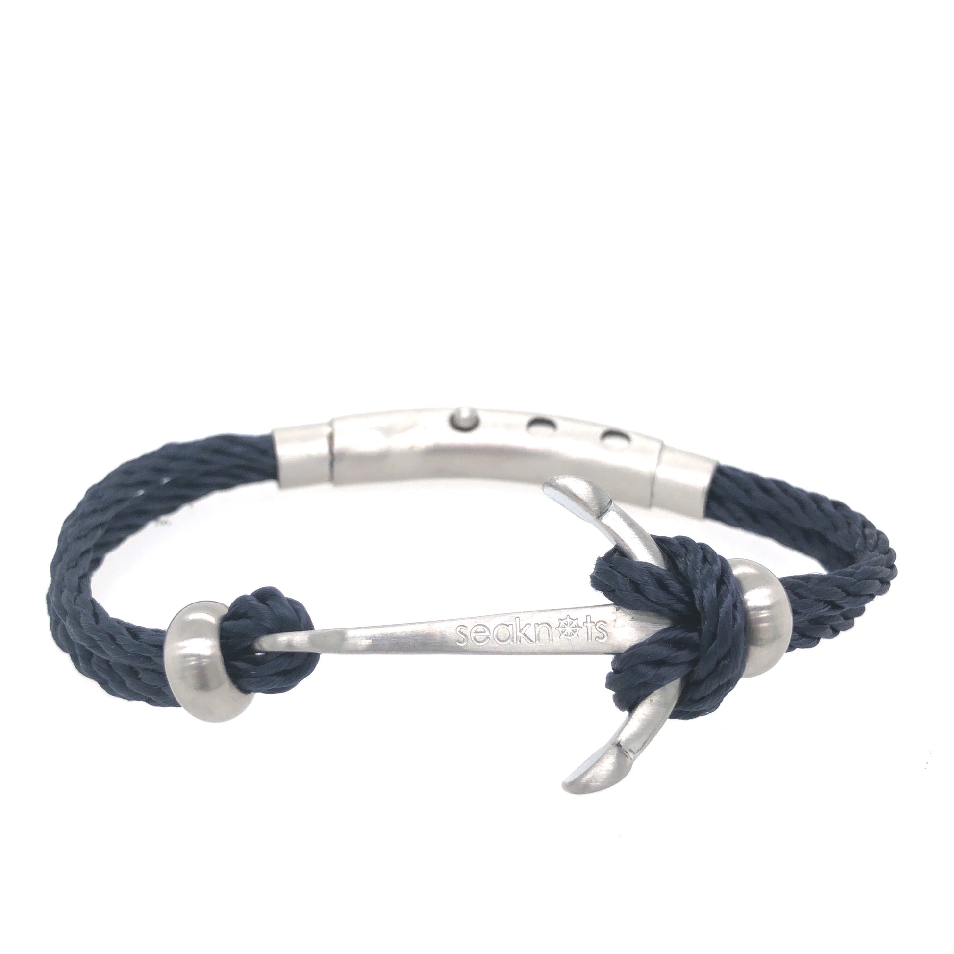 DOUBLE CORD WITH ANCHOR KNOT BEADS BRUSHED SILVER | Seaknots | Luby 