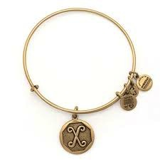 Letter X Charm Bangle Bracelet (Gold) | Alex and Ani | Luby 