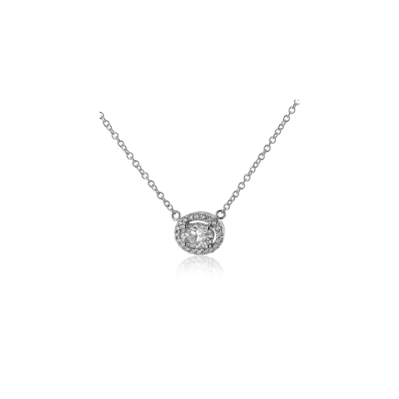 Zeghani Oval 14K White Gold Necklace | Zeghani | Luby 