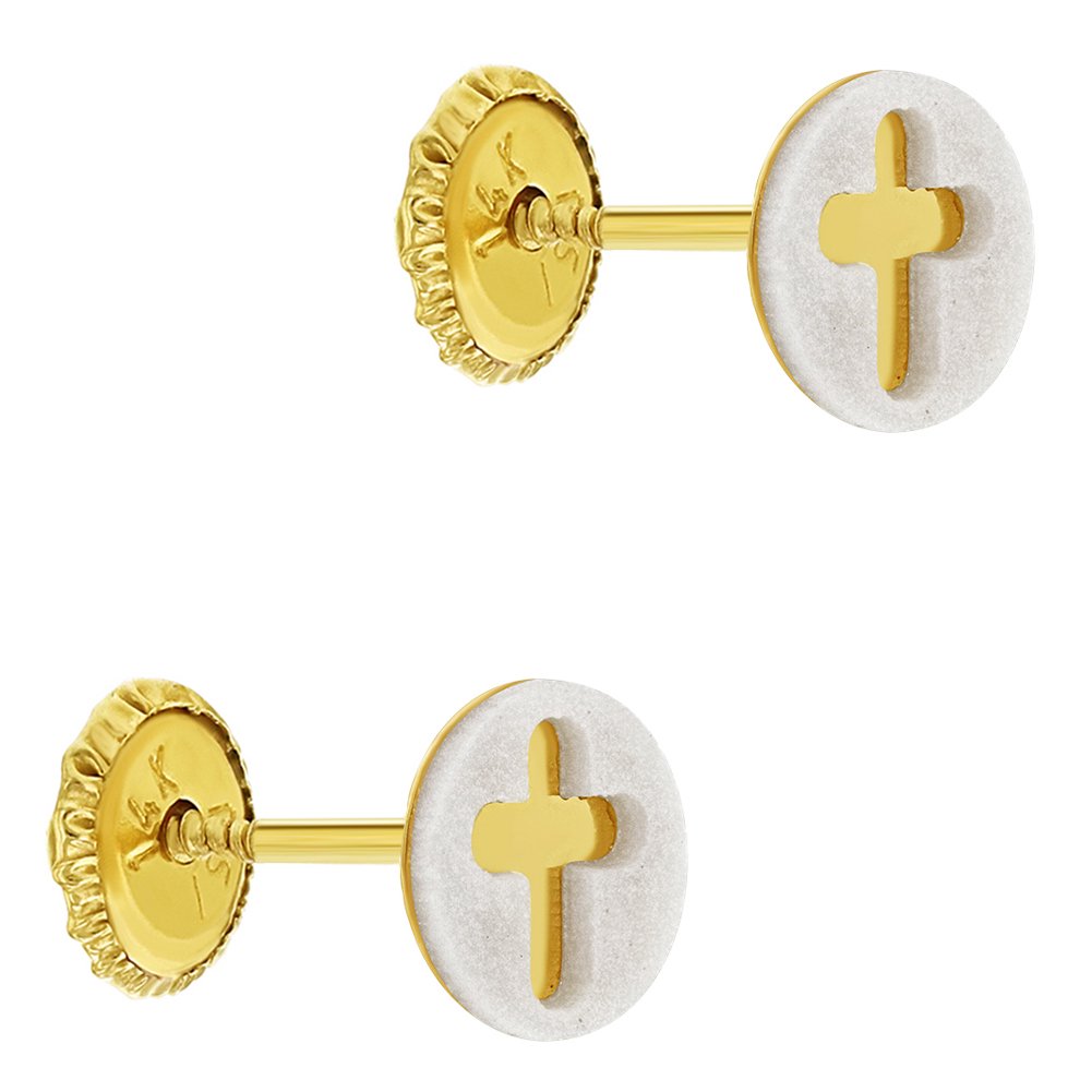 YELLOW GOLD SMALL ENAMEL EARRINGS | Children Collection | Luby 