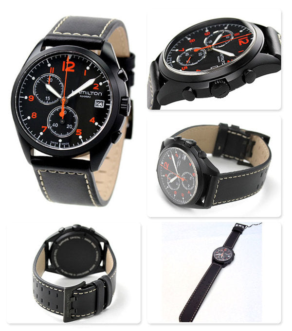 Khaki Chronograph Quartz Pilot Pioneer (Black/Orange) | Hamilton | Luby 