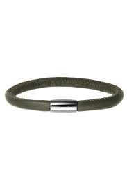 Brazalete de cuero verde de una sola vuelta (plata/verde)