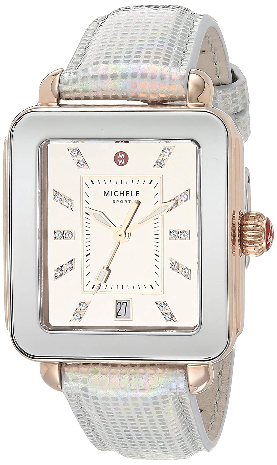 Deco Sport Pink Gold-Tone Aqua Topaz Watch | Michele | Luby 