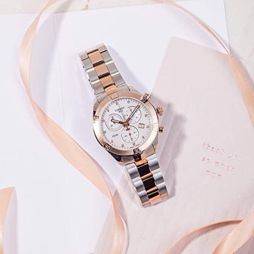 PR 100 Sport Chic Chronograph (Silver/Carnation Gold) | Tissot | Luby 