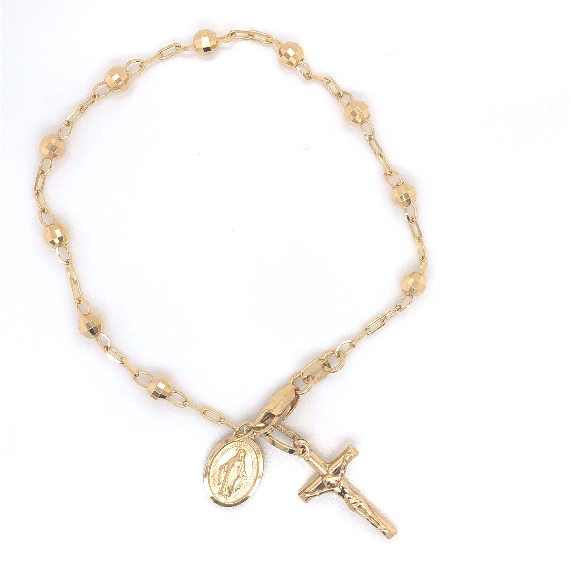 14K Rosary with Diamond Cut Beads Gold Bracelet | Luby Gold Collection | Luby 