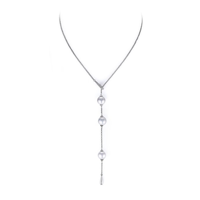 Triple Drop White Pearl Lariat Necklace | Joia De Majorca | Luby 