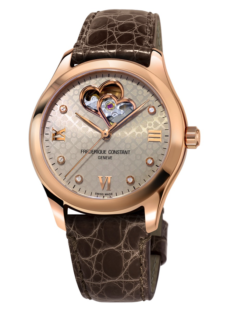 Ladies Automatic Double Heartbeat (Rose-Gold/Brown) | Frederique Constant | Luby 