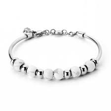 Très Jolie Bangle Bracelet with Howlite Stones (Silver) | Brosway Italia | Luby 