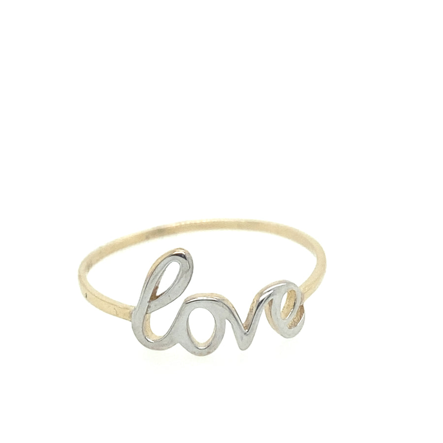 Anillo de amor de dos tonos de oro de 14 quilates