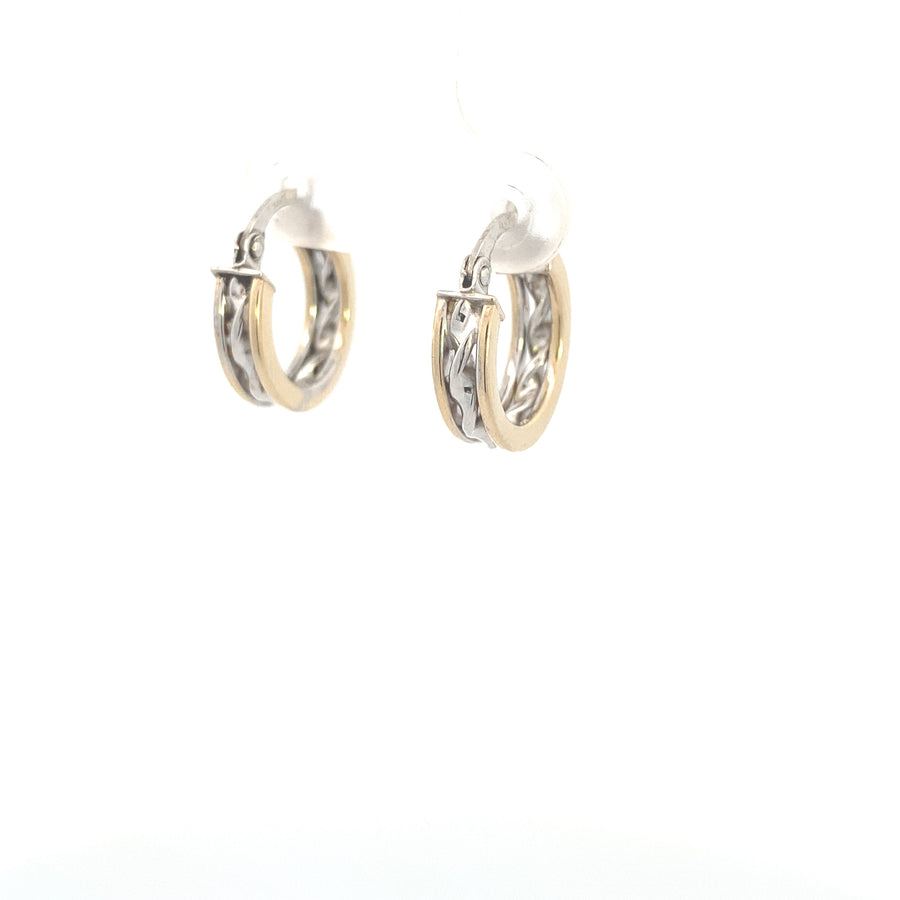 14K Gold 2-t Twist Hoops Earrings