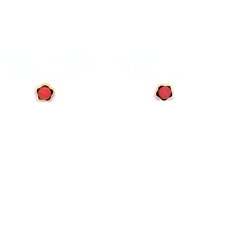 DAISY STUD WITH CIRLCE PINK EARRINGS | Luby Gold Collection | Luby 