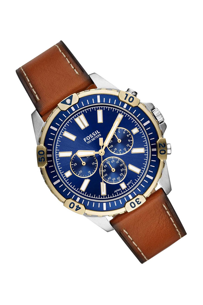 Garrett Chronograph Luggage Leather Watch | Fossil | Luby 