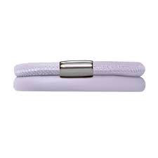 Brazalete de cuero de doble vuelta color lavanda (plata/lavanda)