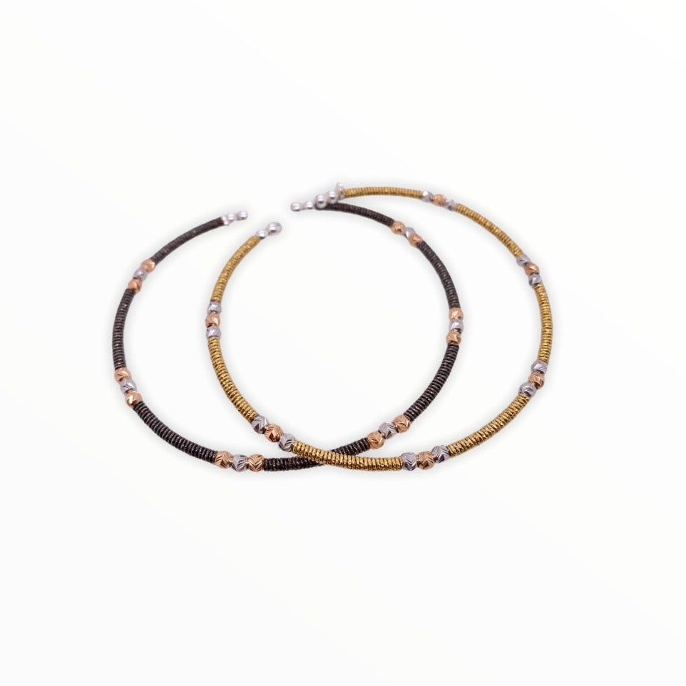 Gold & Charcoal Gray Sterling Silver Set of 2 Bangle Bracelets | Luby Silver Collection | Luby 