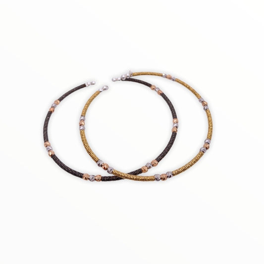 Gold & Charcoal Gray Sterling Silver Set of 2 Bangle Bracelets | Luby Silver Collection | Luby 