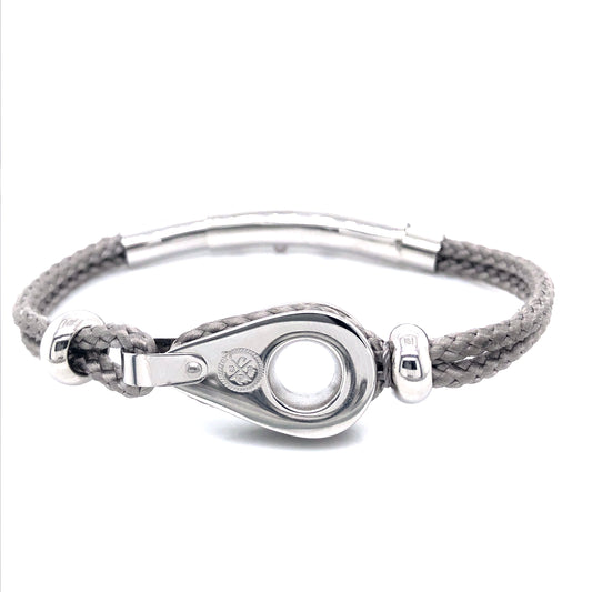 Light Grey Double Rope with Silver Pulley and Beads Bracelet (Grey/Silver) | SEAKNOTS | Luby 