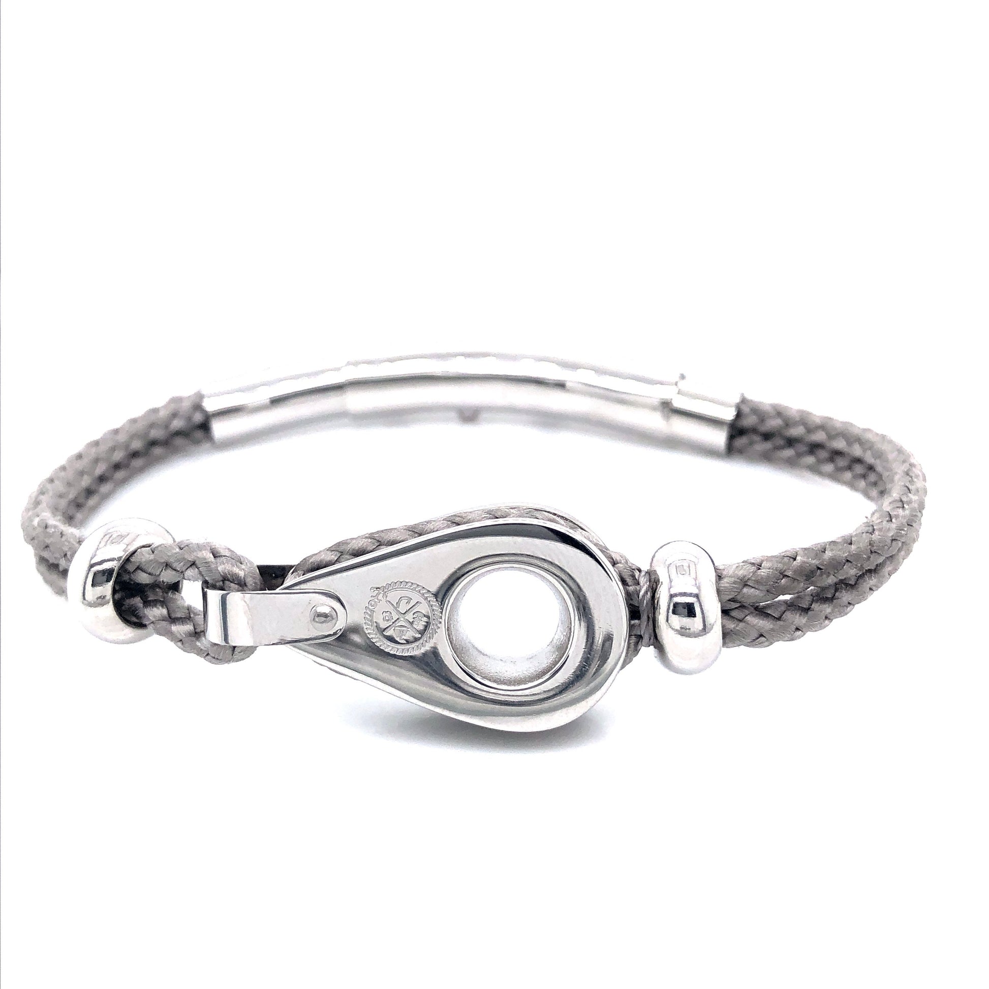 Light Grey Double Rope with Silver Pulley and Beads Bracelet (Grey/Silver) | SEAKNOTS | Luby 