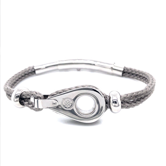 Light Grey Double Rope with Silver Pulley and Beads Bracelet (Grey/Silver) | SEAKNOTS | Luby 