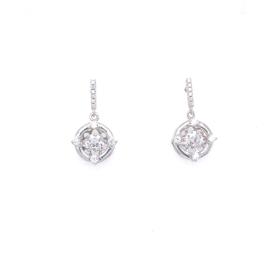Pendientes colgantes de plata de ley vintage